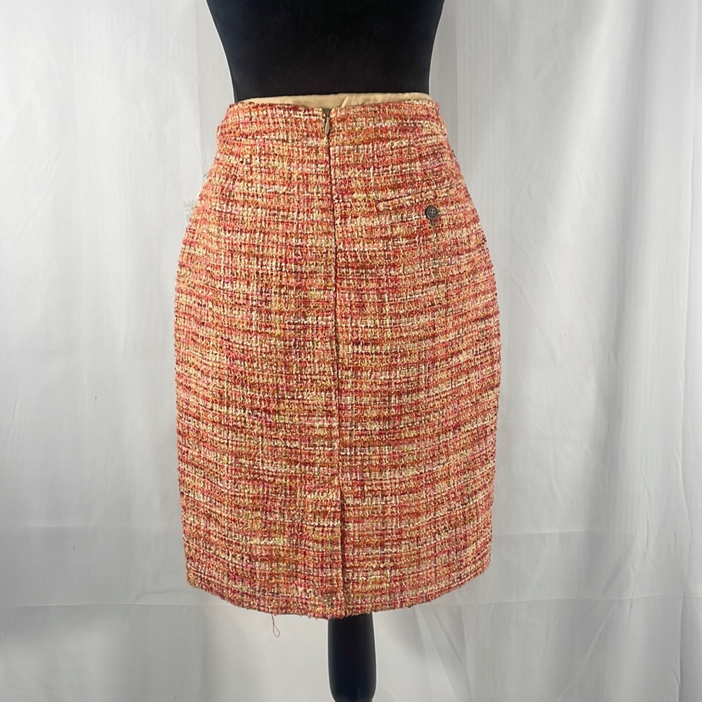 Kenar Orange, Tan, Ivory, Multi colored, Tweed, Lined skirt,Size 8 - Picture 2 of 8